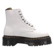 Witte Leren Plateau Laarzen Dr. Martens , White , Dames