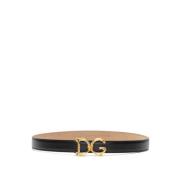 Stijlvol Leren Riem Dolce & Gabbana , Black , Dames