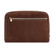 Nabuk Beauty Case met Logo Brunello Cucinelli , Brown , Heren