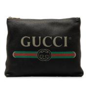 Pre-owned Leather clutches Gucci Vintage , Black , Dames