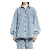 Vervaagde Denim Shirt Blauw Klassieke Kraag Magda Butrym , Blue , Dame...