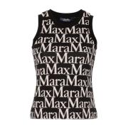 Mouwloze Katoenen Top met Logoprint Max Mara , Multicolor , Dames
