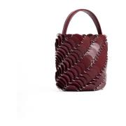 Merlot Leren Bucket Tas Paco Rabanne , Red , Dames