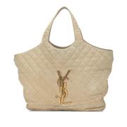 Pre-owned Leather handbags Yves Saint Laurent Vintage , Beige , Dames