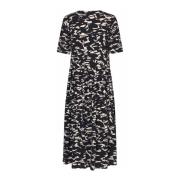 Zwarte Jurk met ½ Mouwen en Print Masai , Black , Dames