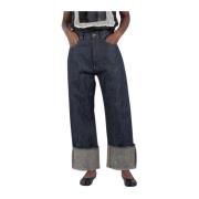 Gelakte Omgeslagen Denim Jeans Maison Margiela , Blue , Dames