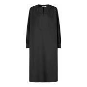 Eenvoudige Zwarte Jurk met V-Hals Masai , Black , Dames