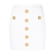 Witte Rok met Gouden Knopen Balmain , White , Dames