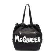 Stijlvolle Leren Tas Alexander McQueen , Black , Dames