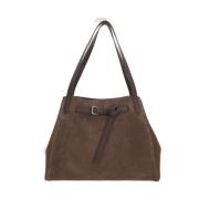 Bruine suède handtas met gesp Brunello Cucinelli , Brown , Dames