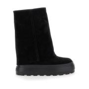 Zwarte Suède Platformlaarzen Ronde Neus Casadei , Black , Dames