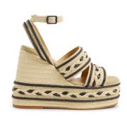 Fermina raffia sandalen met enkelbandje met zij metalen gesp en 13 cm ...
