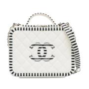 Pre-owned Leather handbags Chanel Vintage , White , Dames