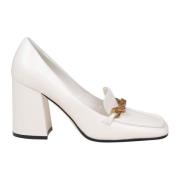 Roomwit Leren Kettingdetail Pumps Jimmy Choo , White , Dames