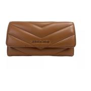 Elegante Lederen Drievoudige Portemonnee Michael Kors , Brown , Dames