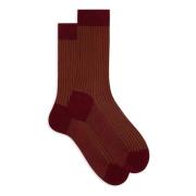 Burgundy Twin-Rib Cotton Socks Gallo , Multicolor , Heren