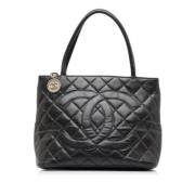 Pre-owned Leather totes Chanel Vintage , Black , Dames