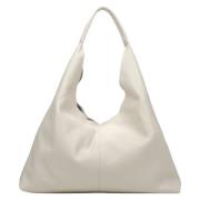 Crème Beige Hobo Tas van Italiaans Leer Estro , Beige , Dames