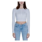 Henley Dames T-shirt Katoenmix Tommy Jeans , White , Dames