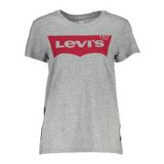 Logo Katoenen T-shirt Klassieke Ronde Hals Levi's , Gray , Dames