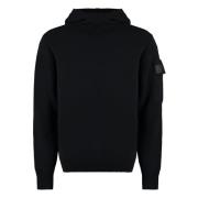 Gebreide hoodie met klepzak C.p. Company , Black , Heren