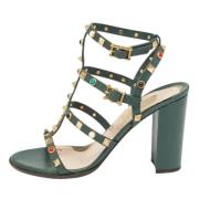 Pre-owned Leather sandals Valentino Vintage , Green , Dames