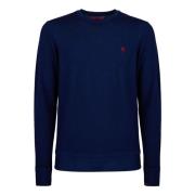 Blauwe Wol Crew-Neck Sweater Gallo , Blue , Heren