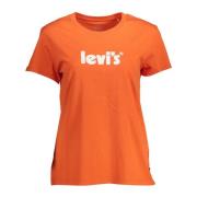 Oranje Logo Print T-shirt Levi's , Orange , Dames