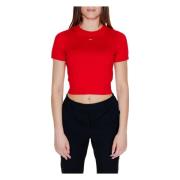 Korte Mouw Biologisch Katoen Trui Tommy Jeans , Red , Dames