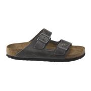 Leren Buckle Sliders Birkenstock , Gray , Heren