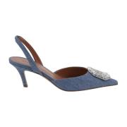 Blauwe Nabuk Leren Pumps Ss22 Amina Muaddi , Blue , Dames