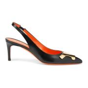 Leren Slingback met Decoratief Detail Santoni , Black , Dames