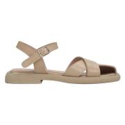 Dames Beige Leren Sandalen met Kruisbanden Er00115107 Estro , Beige , ...