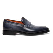 Handgemaakte Leren Penny Loafer Santoni , Blue , Heren