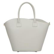 Dames Grijze Premium Italiaans Leren Shopper Tas Er00115073 Estro , Gr...