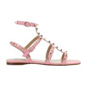 Roze Leren Sandalen Ss22 Valentino Garavani , Pink , Dames