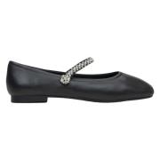 Zwarte Mary Jane Dames Ballet Flats met Decoratieve Band Estro , Black...