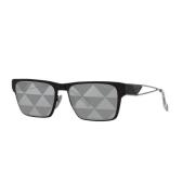 Zwart/Grijs Zilveren Driehoeken Zonnebril Prada , Black , Heren