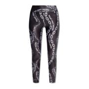 Gedessineerde leggings van Versace Jeans Couture , Black , Dames