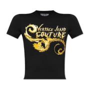 T-shirt met logo Versace Jeans Couture , Black , Dames