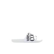 Slippers met logo Versace Jeans Couture , White , Dames