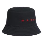 gabardine bucket hoed met geborduurd logo Marni , Black , Heren