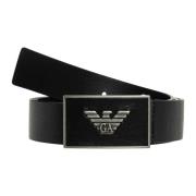 Elegante Leren Riem voor Heren Emporio Armani , Black , Heren