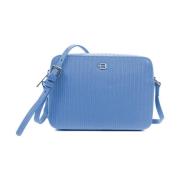 Gevlochten leren cameratas Crossbody tas Baldinini , Blue , Dames