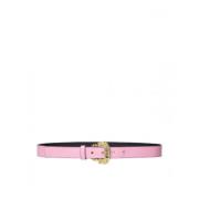 Smalle leren riem met Barok metalen gesp Versace , Pink , Dames