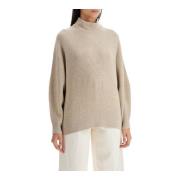 Sprankelende Hoge Hals Trui Brunello Cucinelli , Beige , Dames