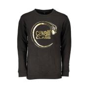 Zwarte Katoenen Sweatshirt met Print Logo Cavalli Class , Black , Here...
