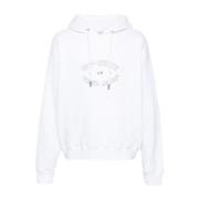 Witte hoodie met gedeeld logo print Off White , White , Heren