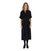 Elegante Katoenen Drape Jurk Designers Remix , Black , Dames