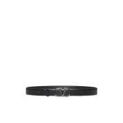 Zwart Leren Riem met VLogo Gesp Valentino Garavani , Black , Heren